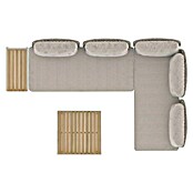 Sunfun Solo Conjunto de muebles chaise lounge + sofá + mesa auxiliar + mesa de centro (4 pzs., Gris claro) | BAUHAUS