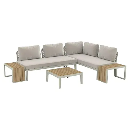 Sunfun Solo Conjunto de muebles chaise lounge + sofá + mesa auxiliar + mesa de centro