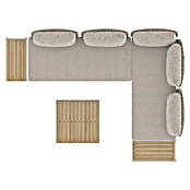 Sunfun Solo Conjunto de muebles chaise lounge + sofá + mesa auxiliar + mesa de centro (5 pzs., Gris claro) | BAUHAUS