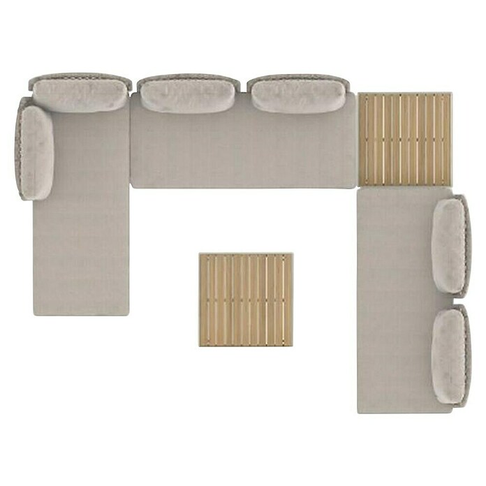 Sunfun Solo Conjunto de muebles chaise lounge + sofá + mesa de centro (5 pzs., Gris claro) | BAUHAUS