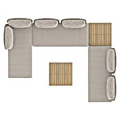 Sunfun Solo Conjunto de muebles chaise lounge + sofá + mesa de centro (5 pzs., Gris claro) | BAUHAUS