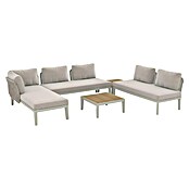 Sunfun Solo Conjunto de muebles chaise lounge + sofá + mesa de centro (5 pzs., Gris claro) | BAUHAUS