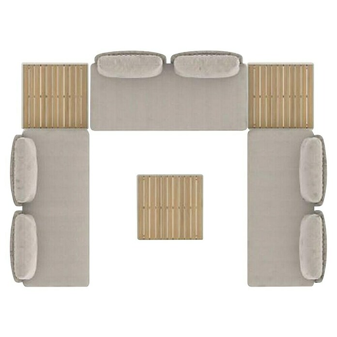 Sunfun Solo Conjunto de muebles sofá + mesa de centro (6 pzs., Gris claro) | BAUHAUS