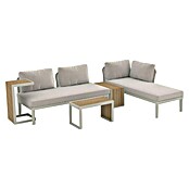 Sunfun Solo Conjunto de muebles chaise lounge + sofá + mesa auxiliar (5 pzs., Gris claro) | BAUHAUS
