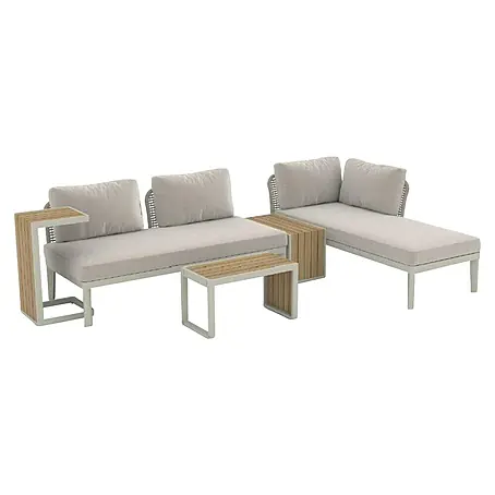 Sunfun Solo Conjunto de muebles chaise lounge + sofá + mesa auxiliar