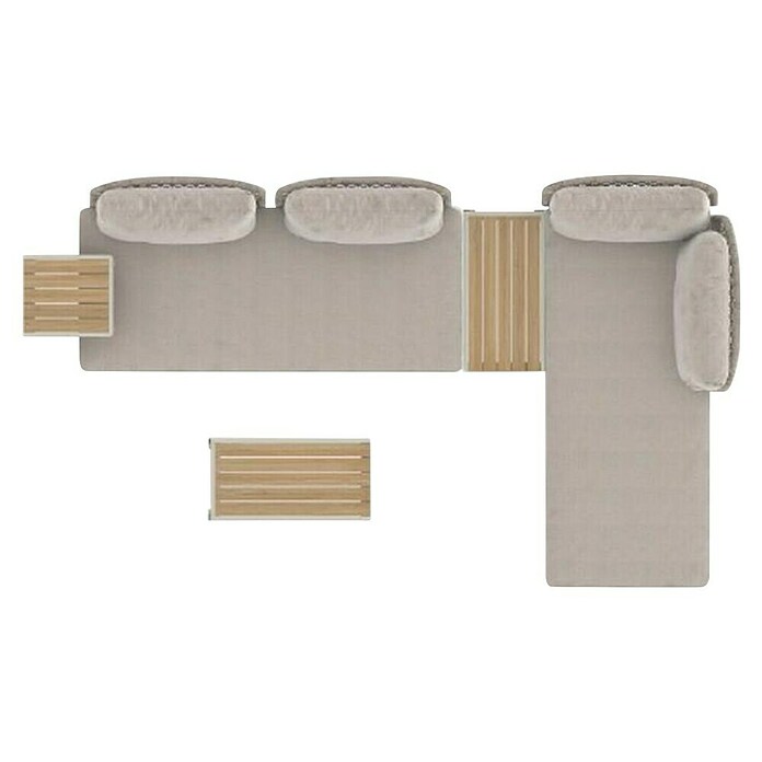 Sunfun Solo Conjunto de muebles chaise lounge + sofá + mesa auxiliar (5 pzs., Gris claro) | BAUHAUS