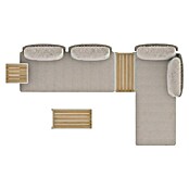 Sunfun Solo Conjunto de muebles chaise lounge + sofá + mesa auxiliar (5 pzs., Gris claro) | BAUHAUS