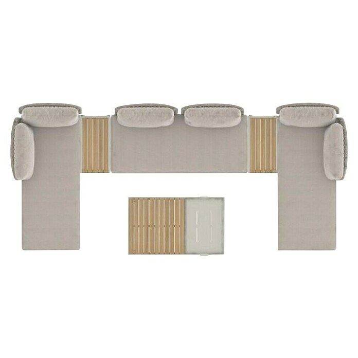 Sunfun Solo Conjunto de muebles chaise lounge + sofá + mesa + mesa auxiliar (6 pzs., Gris claro) | BAUHAUS