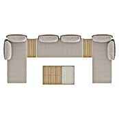 Sunfun Solo Conjunto de muebles chaise lounge + sofá + mesa + mesa auxiliar (6 pzs., Gris claro) | BAUHAUS