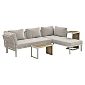 Sunfun Solo Conjunto de muebles chaise lounge + mesa auxiliar + respaldo (4 pzs., Gris claro) | BAUHAUS