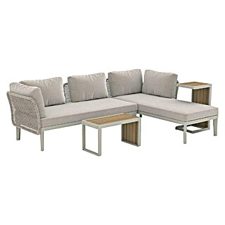 Sunfun Solo Conjunto de muebles chaise lounge + mesa auxiliar + respaldo (4 pzs., Gris claro)