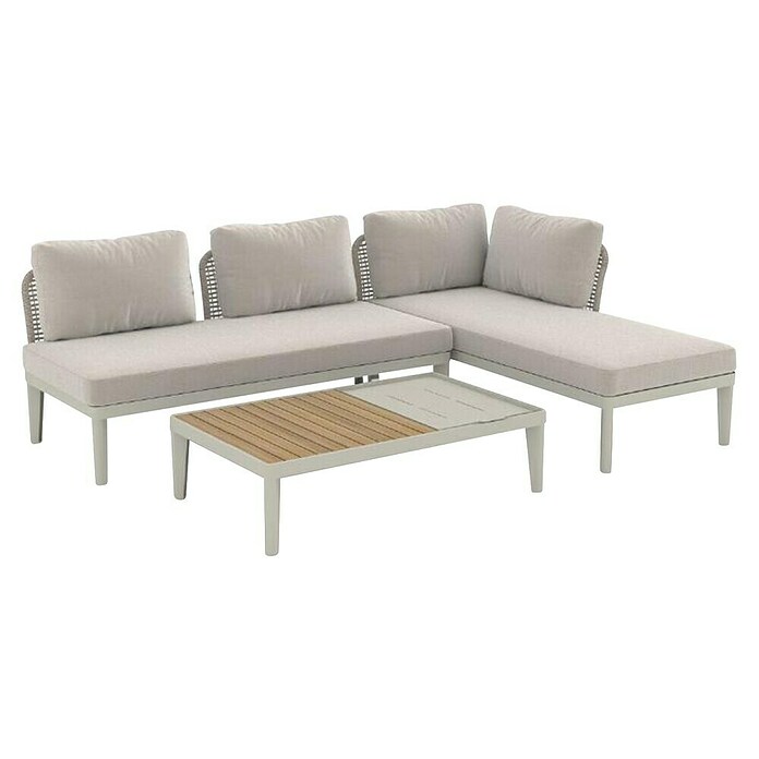 Sunfun Solo Conjunto de muebles chaise lounge + sofá + mesa (3 pzs., Gris claro) | BAUHAUS