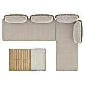 Sunfun Solo Conjunto de muebles chaise lounge + sofá + mesa (3 pzs., Gris claro) | BAUHAUS