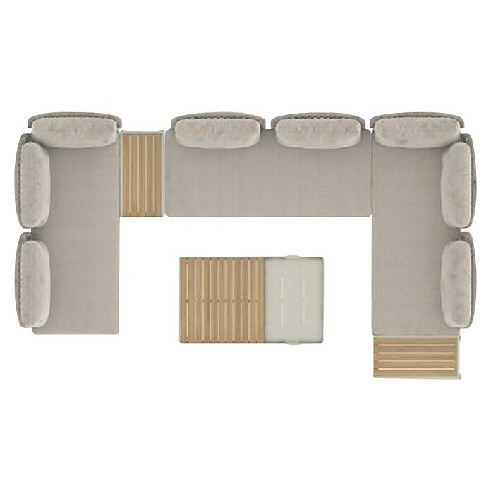 Sunfun Solo Conjunto de muebles chaise lounge + sofá + mesa + mesa auxiliar (3 pzs., Gris claro) | BAUHAUS