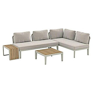 Sunfun Solo Conjunto de muebles chaise lounge + sofá + mesa auxiliar + mesa de centro (4 pzs., Gris claro)