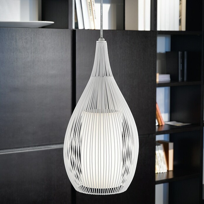 Eglo Lámpara colgante redonda Razoni (Blanco, Altura: 110 cm, Potencia máx.: 60 W, E27, 1 luz)
