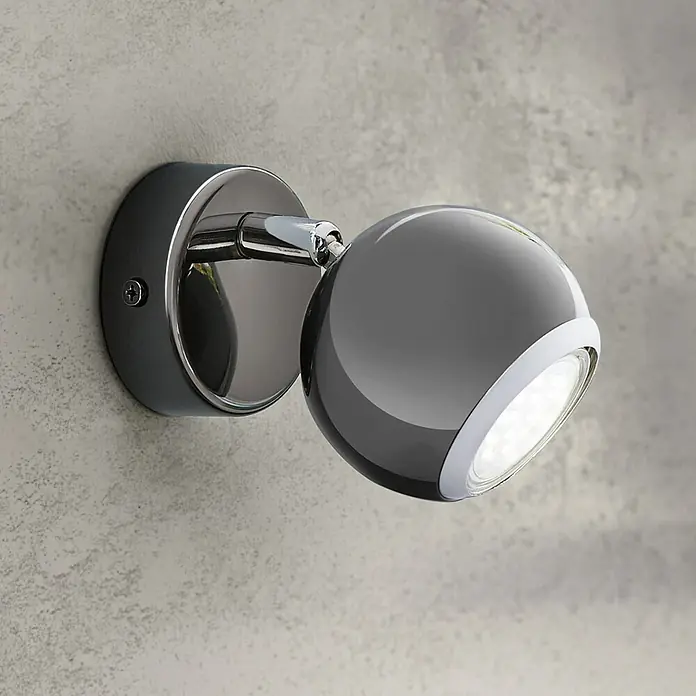 Eglo LED-Deckenstrahler BIMEDA - 3 W, Nickel-nero/Chrom, 1 Stk. - Wandleuchte mit verstellbarem, kugelförmigem Spot, ideal zur gezielten Beleuchtung und Akzentuierung von Räumen mit modernem Design.