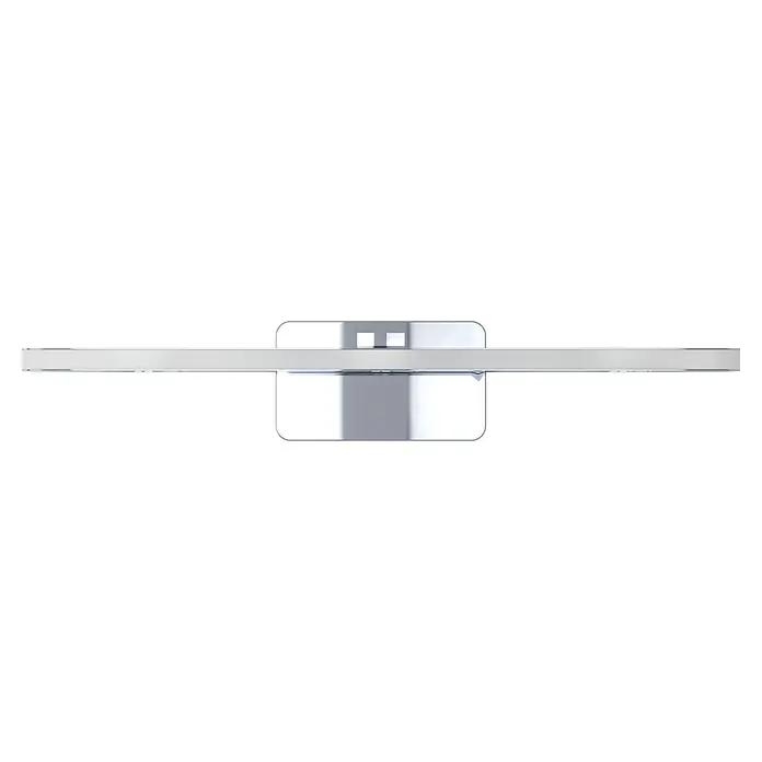 Eglo LED-Spiegelleuchte Cabus - 13,5 W, L x B x H: 45 x 11,5 x 4,5 cm, Chrom, Warmweiß - Nahaufnahme eines silbernen Rings mit einem glänzenden Finish. Das moderne Design betont die klaren Linien des Schmuckstücks.