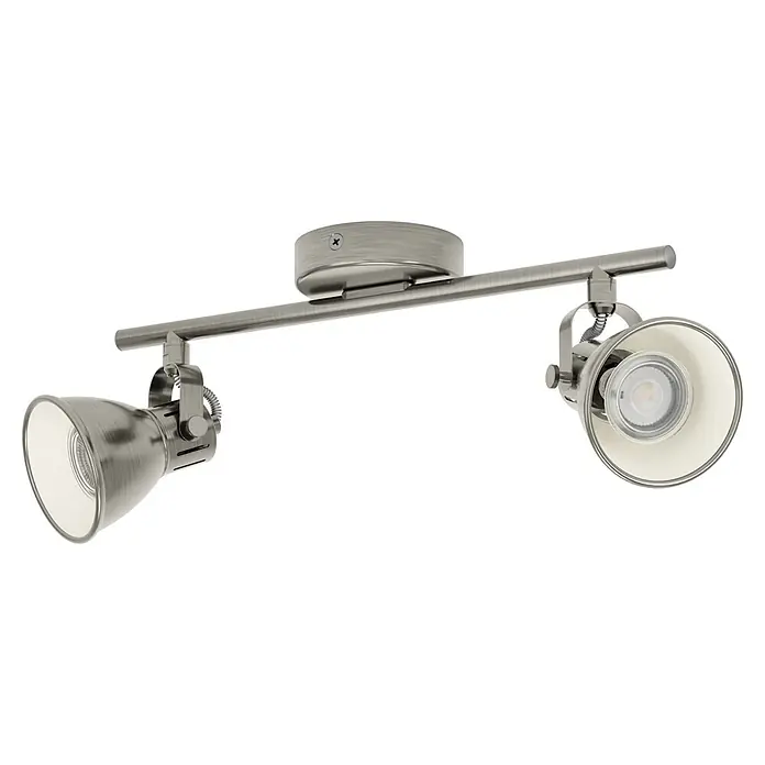 Eglo LED-Deckenstrahler Seras - 6,6 W, Nickel matt, Warmweiß - Moderner LED-Strahler mit zwei Lampen in gebürstetem Nickel-Finish für flexible Beleuchtung. Ideal für Wohn- und Arbeitsbereiche.