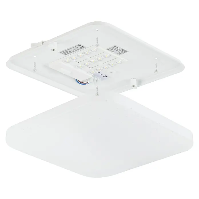 Eglo LED-Wand- & Deckenleuchte Frania - 11,5 W, L x B x H: 28 x 28 x 7 cm, Weiß, Warmweiß - Eine moderne, quadratische LED-Deckenleuchte in Weiß mit eingebauten Leuchtmitteln, ideal für stilvolle Innenräume.