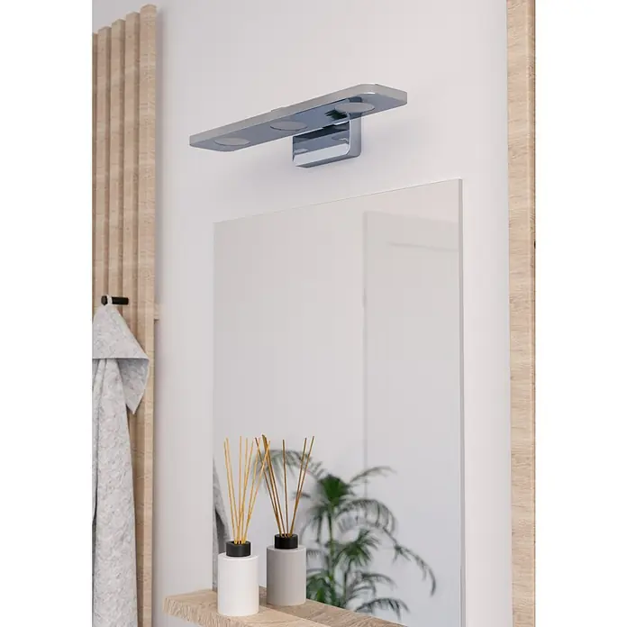 Eglo LED-Spiegelleuchte Cabus - 13,5 W, L x B x H: 45 x 11,5 x 4,5 cm, Chrom, Warmweiß - Moderne Badezimmerleuchte über einem Spiegel, die das stilvolle Ambiente hervorhebt. Perfekt für die tägliche Routine im Bad.