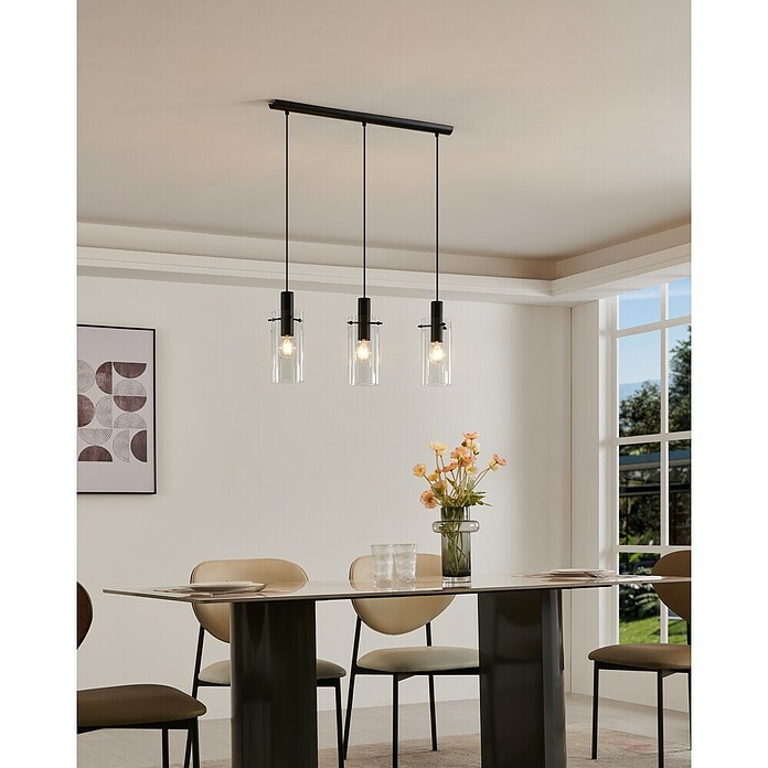 Eglo Lámpara colgante (3 × 60 W, Negro, Altura: 110 cm)