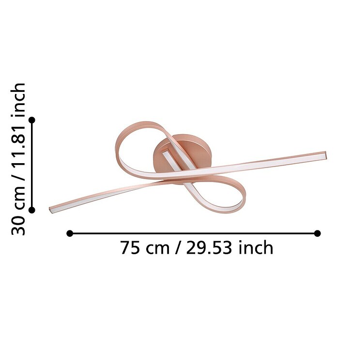 Eglo Palozza LED-Deckenstrahler (11 W, Roségold, L x B x H: 70,5 x 31,5 x 12,5 cm)