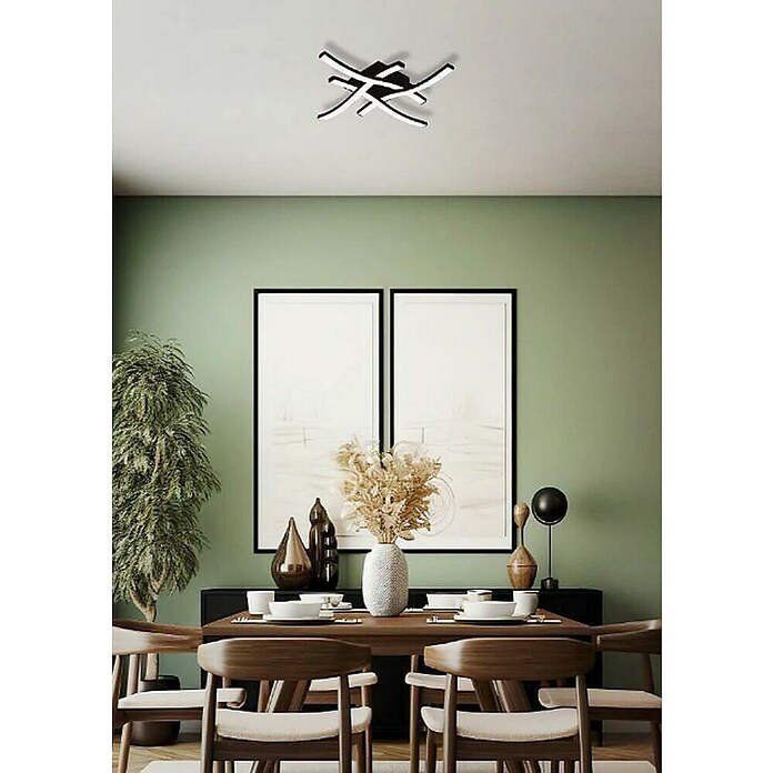 Eglo Plafón LED Cabezas-E (20 W, L x An x Al: 40 x 40 x 7,5 cm, Negro, Blanco neutro) | BAUHAUS