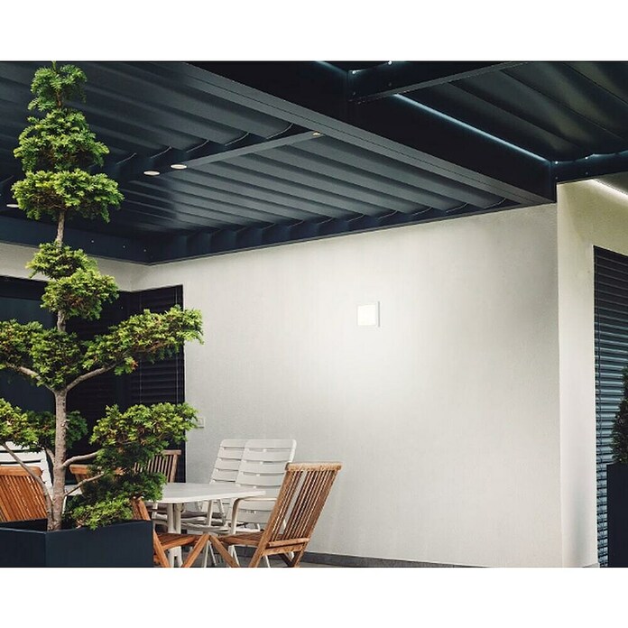 Briloner Plafón LED para exterior Frankfurt (8 W, L x An x Al: 190 x 190 x 28 mm, Blanco, IP44) | BAUHAUS