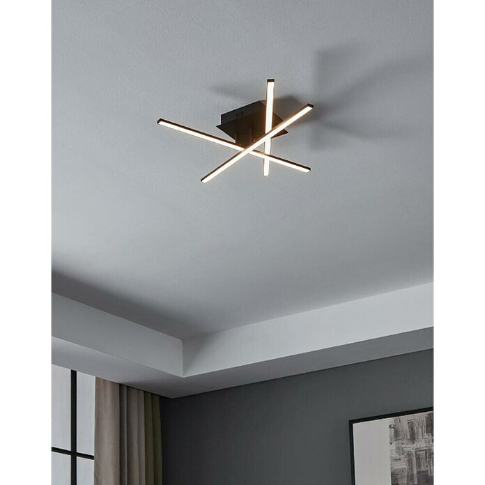 Eglo Lasana 3 Plafón LED (10,5 W, L x An x Al: 14,5 x 50 x 9 cm, Negro, Blanco cálido) | BAUHAUS