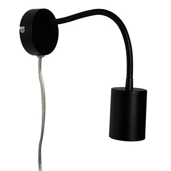 Nordlux Explore Aplique de pared redondo - 7 W, Negro, An x L x Pr: 8 x 21,5 x 21,5 cm - Lámpara de pared negra con brazo flexible y cable. Ideal para iluminación enfocada y diseño moderno.