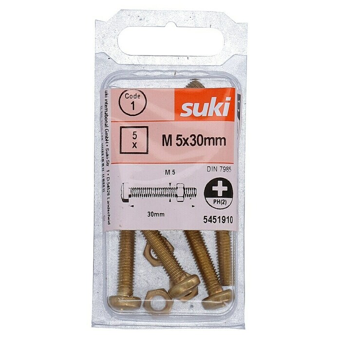 Stabilit Zylinderschraube MS (M5, Länge: 30 mm, 5 Stk., Messing)