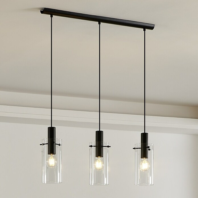 Eglo Lámpara colgante (3 × 60 W, Negro, Altura: 110 cm)