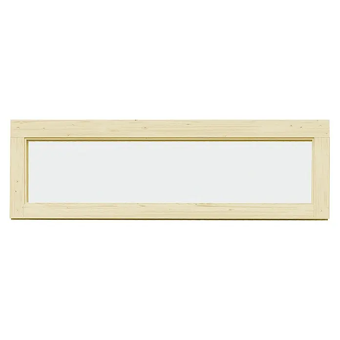 Gartenhaus-Fenster - Passend für: Weka Gartenhäuser der Serie Batu Stella und Nika - Rechteckiger Rahmen aus hellem Holz mit weißer Innenseite.