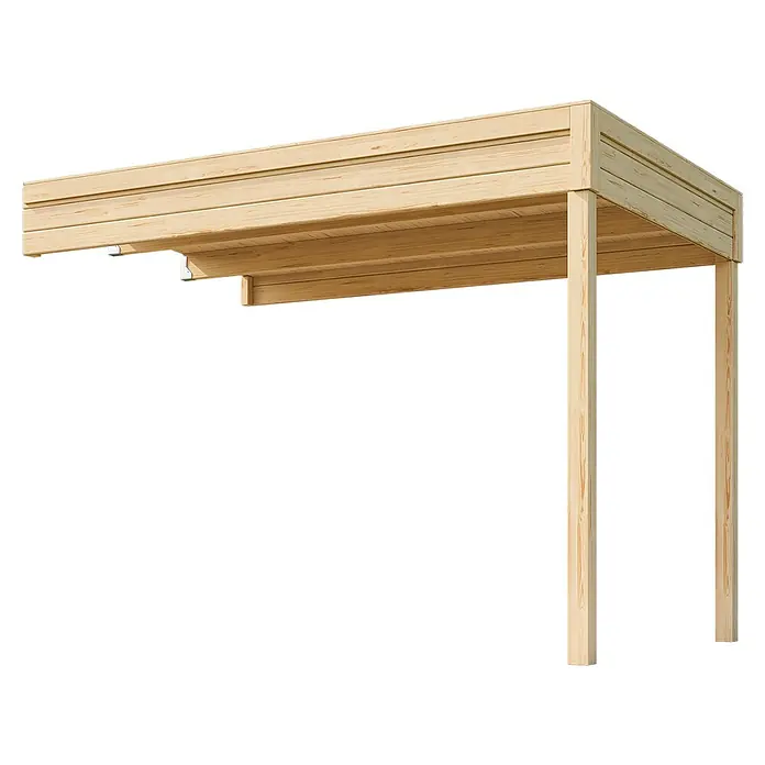 Weka Gerätehaus-Anbau Batu - Außenmaß inkl. Dachüberstand (B x T): 300 x 207,4 cm, Holz, Naturbelassen, Passend für: Weka Gerätehaus Batu Stella/Nika 1 - Heller Holz-Carport oder Pergola-Rahmen mit Stützpfosten.