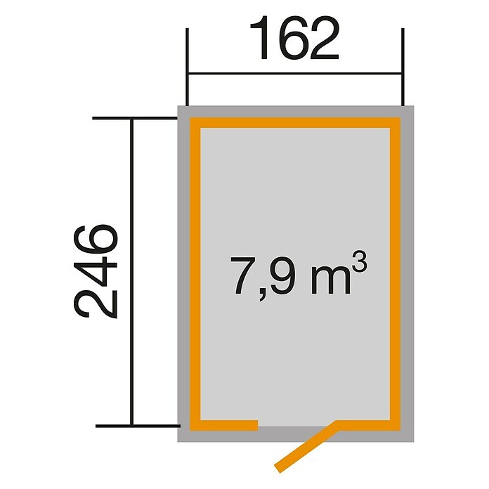 Weka Gartenhaus (Rot, 3,99 m², Einzeltür)