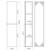 Armario colgante de baño Inter (An x Pr x Al: 30 x 24,6 x 140 cm, Blanco) | BAUHAUS