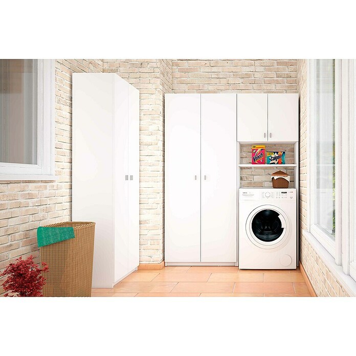 Meka Block Armario multiusos de madera K-8004 (35,6 x 75 x 180 cm, Blanco, Número de puertas: 2 ud., Espesor: 16 mm) | BAUHAUS