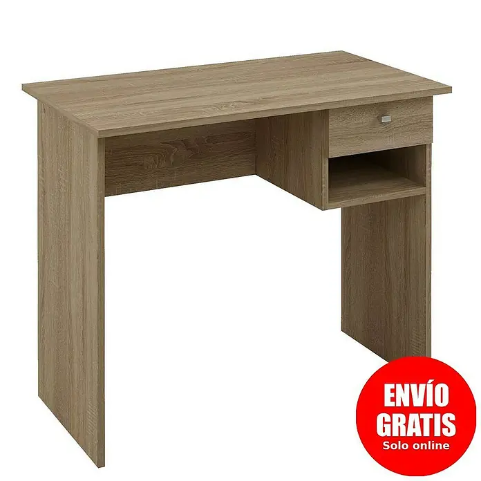 Meka Block Mesa de escritorio K-9453 - L x An x Al: 50 x 90 x 74 cm, Roble Cortez - Escritorio de madera con cajón y compartimento de almacenamiento. El escritorio es ideal para espacios de trabajo pequeños.
