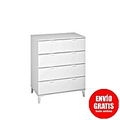 Meka Block Cómoda K-914 (L x An x Al: 48 x 80 x 98,1 cm, Blanco poro, Número de cajones: 4 ud.) | BAUHAUS