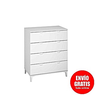 Meka Block Cómoda K-914 (L x An x Al: 48 x 80 x 98,1 cm, Blanco poro, Número de cajones: 4 ud.)