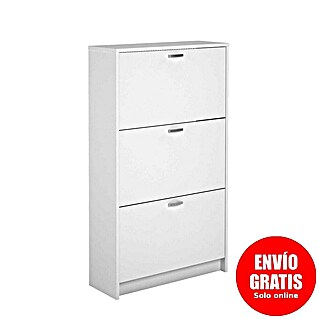 Meka Block Zapatero K-303 (L x An x Al: 25 x 70 x 120 cm, Blanco, Número de compartimentos: 3 ud.)