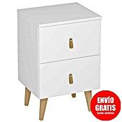 Meka Block Mesita de noche K-689 (L x An x Al: 34 x 40,2 x 61,6 cm, Blanco poro, Número de cajones: 2 ud.) | BAUHAUS