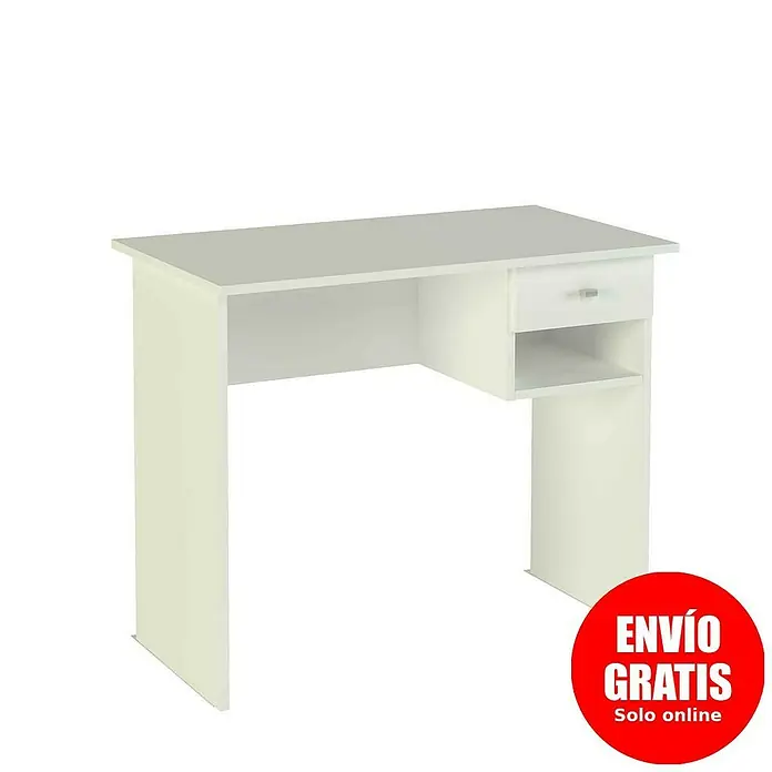 Meka Block Mesa de escritorio K-9453 - L x An x Al: 50 x 90 x 74 cm, Blanco - Este escritorio blanco cuenta con un cajón y un compartimento de almacenamiento. Ideal para oficina o estudio con su diseño sencillo.
