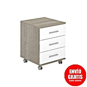 Meka Block Cajonera con ruedas K-906 (L x An x Al: 44 x 45,5 x 58 cm, Roble Cortez/Blanco, Número de cajones: 3 ud.) | BAUHAUS