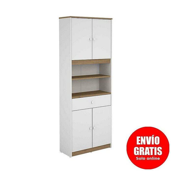 Meka Block Aparador buffet K-1100 (L x An x Al: 29,2 x 67,2 x 180 cm, Blanco/Roble Albar) | BAUHAUS