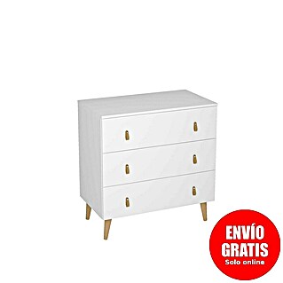 Meka Block Cómoda K-690 (L x An x Al: 48 x 80 x 83,5 cm, Blanco poro, Número de cajones: 3 ud.)