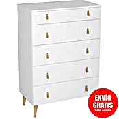 Meka Block Cómoda K-691 (L x An x Al: 48 x 80 x 119 cm, Blanco poro, Número de cajones: 5 ud.) | BAUHAUS