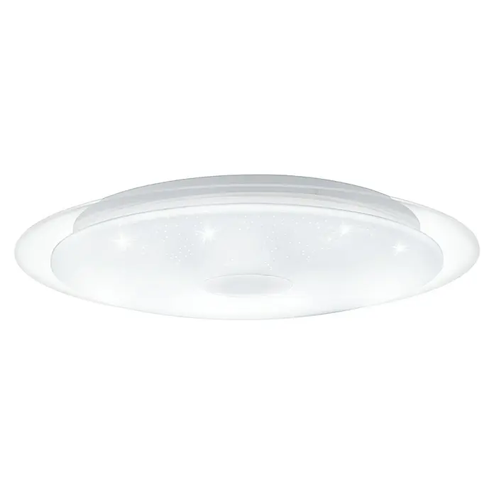 Eglo LED-Deckenleuchte rund Igroka - 18,8 W, Ø x H: 40 x 6 cm, Weiß, Warmweiß - Nahaufnahme einer weißen Deckenleuchte mit Sternenmuster.