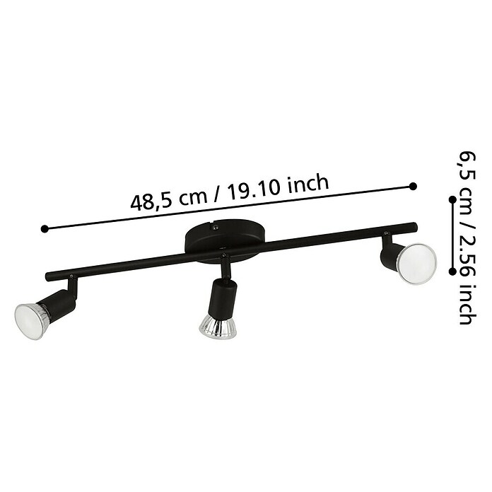 Eglo LED-Deckenstrahler BUZZ-LED (9 W, Schwarz, 3 Stk.) | BAUHAUS